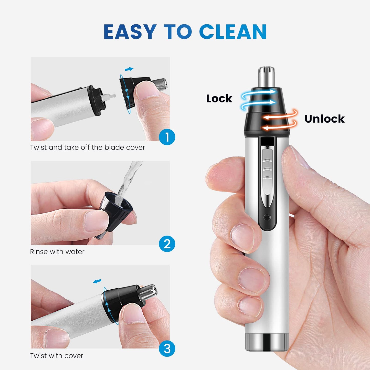 - Ear Nose Hair Trimmer for Men | Professional USB Rechargeable Painless Electric Nose Hair Trimmer -