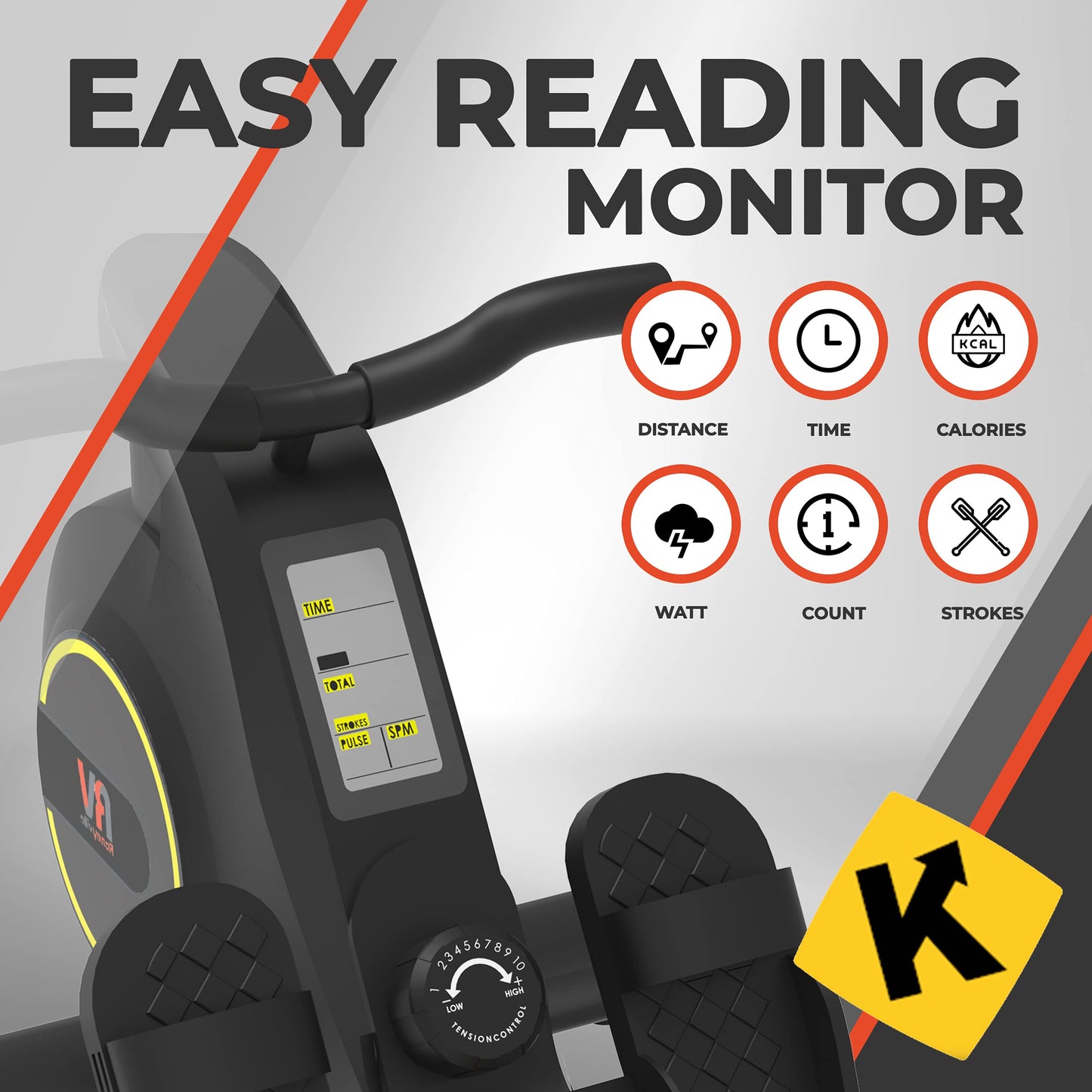 - Roneyville RowActiv8 | Smart Magnetic Rowing Machine | Home Gym | Digital Fitness -