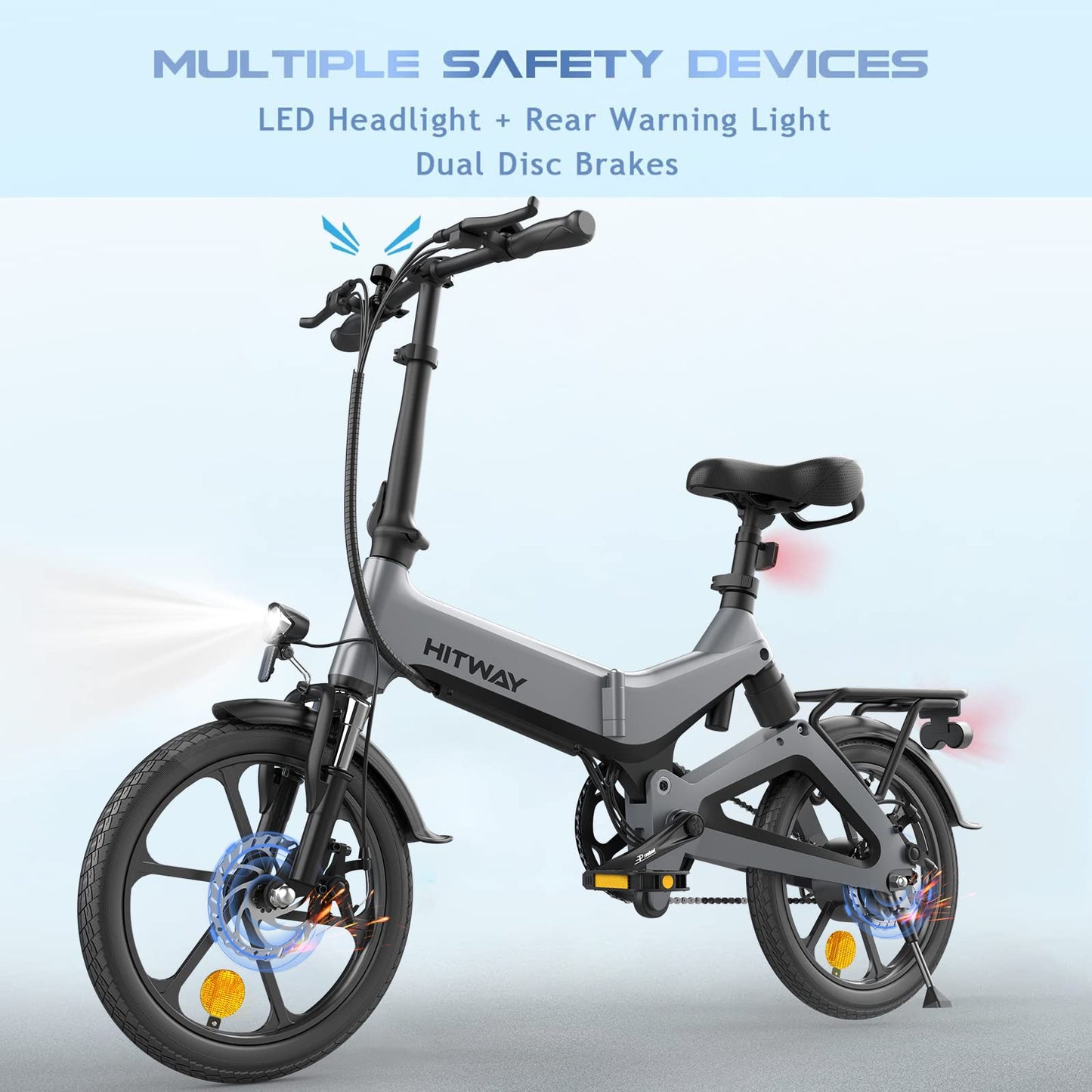 - HITWAY Electric Bike | 250W Foldable Pedal Assist | E Bike with 7.8Ah Battery -