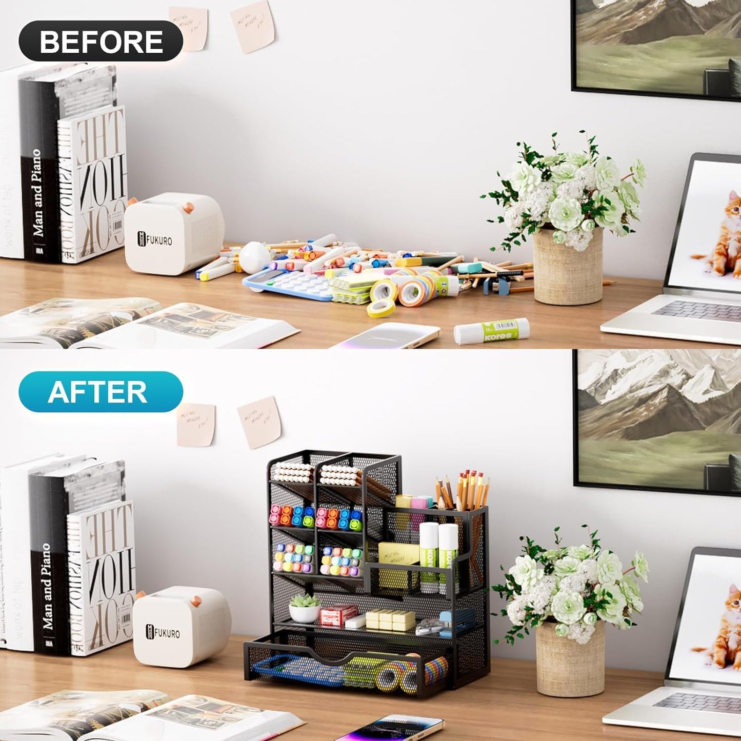 - Marbrasse Mesh Desk Organiser,Stationary Organiser | MultiFunctional Pen Holder -