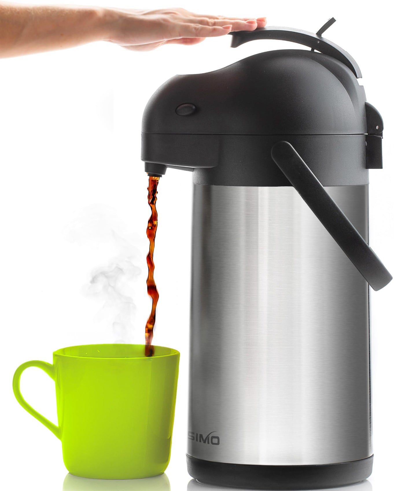 2.2L Coffee Carafe Hot Water Flask | Stainless Steel Pump Tea Flasks for Hot Drinks to Keep Drinks 12 Hours Hot / 24 Hours Cold | Insulated Tea Dispenser, Lab Tested Thermal Teapot - Cresimo