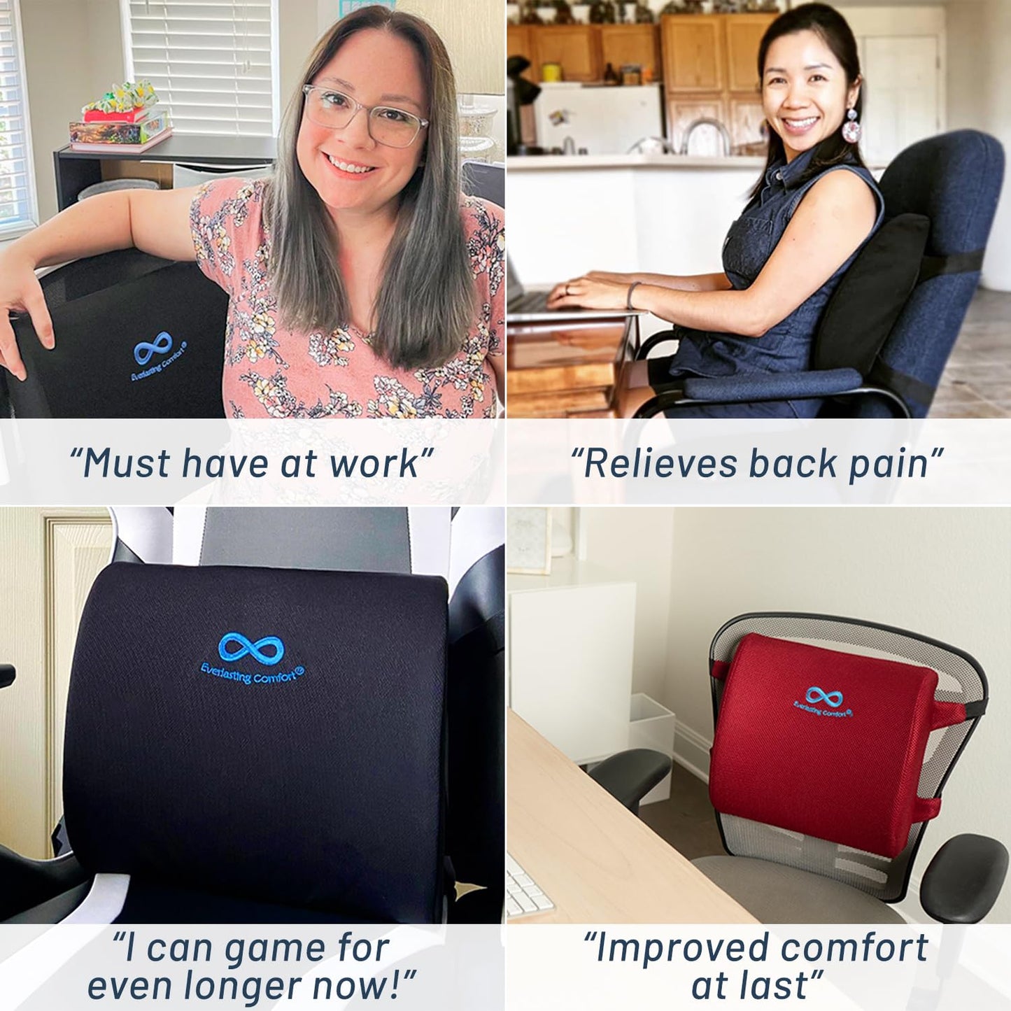 - Everlasting Comfort Memory Foam Lumbar Support Cushion | Dual Adjustable Straps -