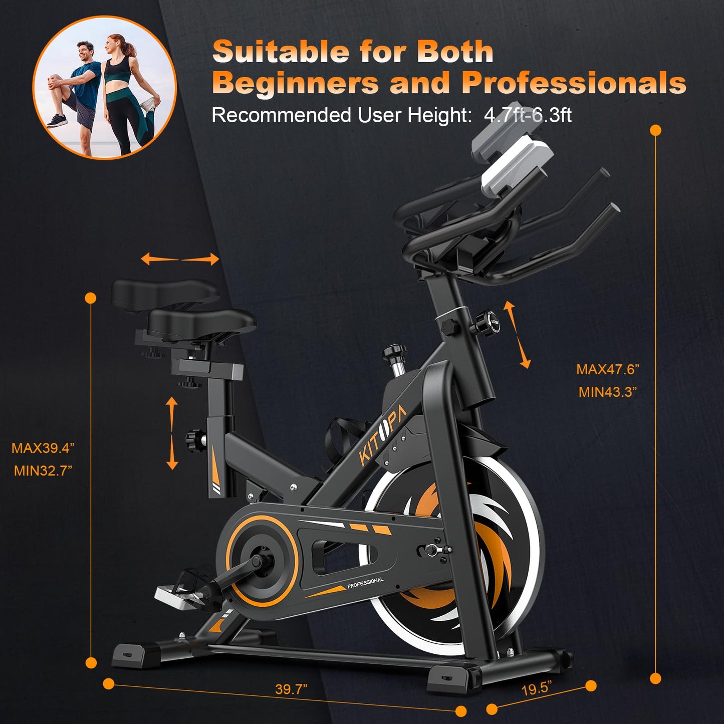 - Kitopa Exercise Bike for Home Use | Magnetic Resistance Stationary Indoor Cycling | Comfortable Seat Cushion | LCD Monitor -