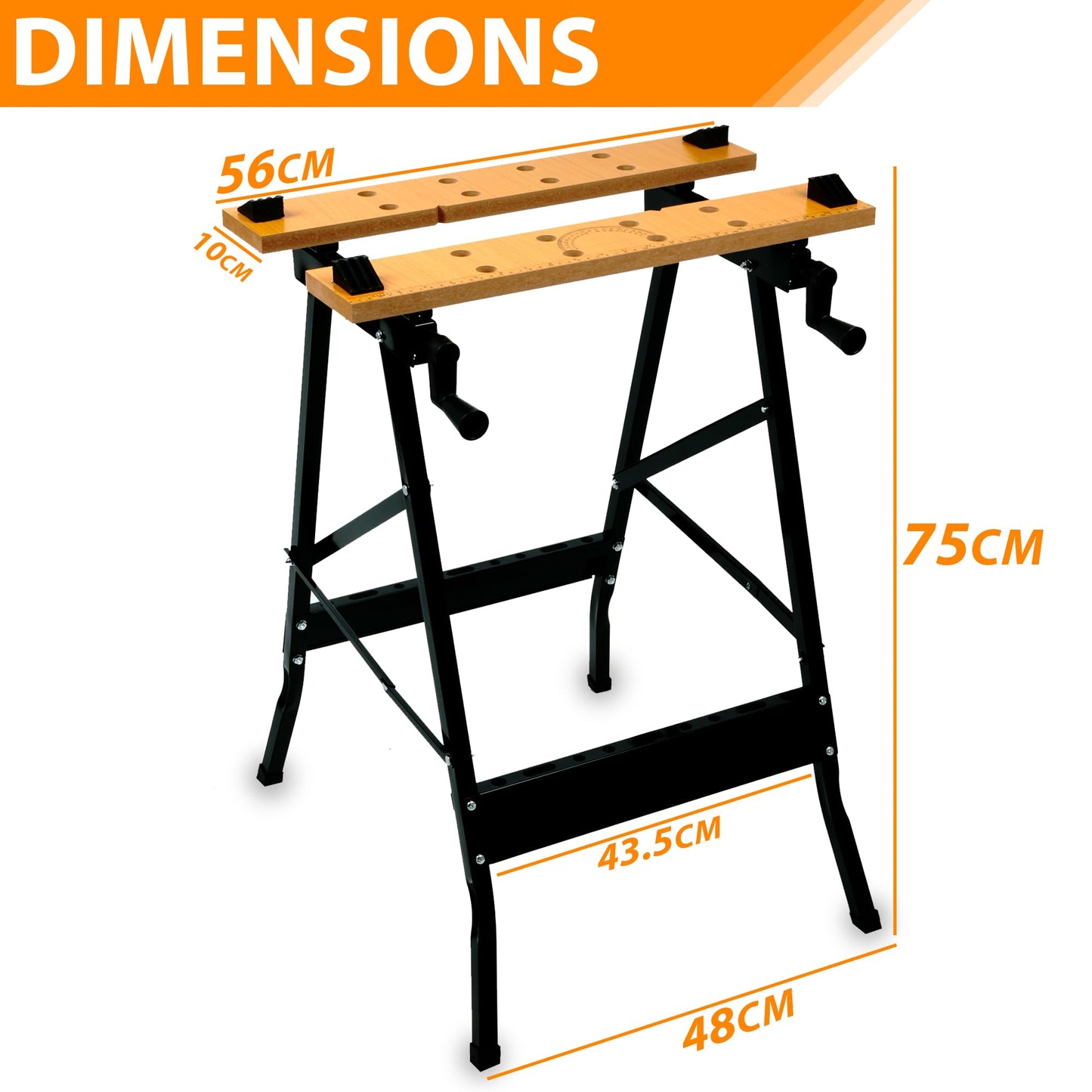 - ZENO Workbench Tool Stand | Foldable Work Bench with Heavy Duty Steel Frame