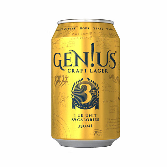 - Gen!us Craft Lager | 12x330ml Cans | Award Winning low-Calorie Craft Beer -