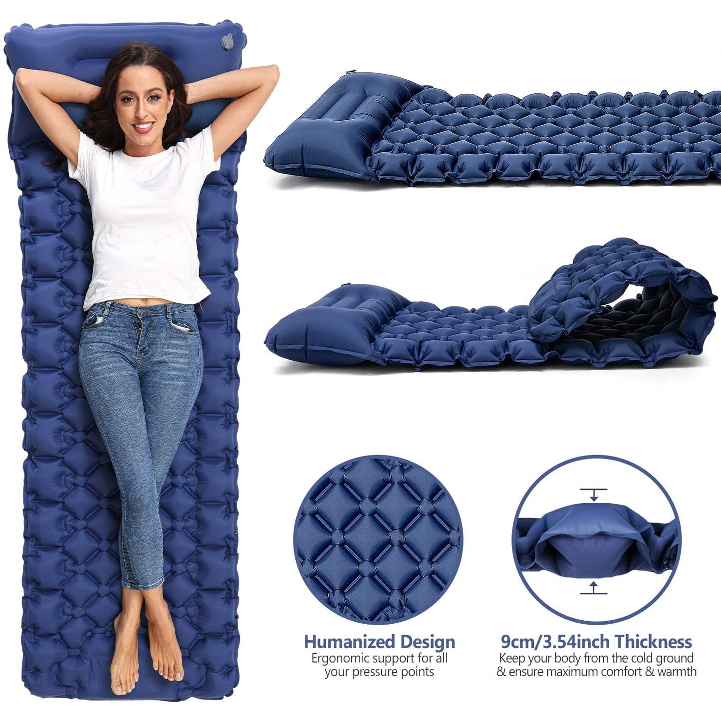 - Kiaitre Camping Mat | 9CM Ultralight Self Inflating Camping Mat | Camping Pillow | Portable Compact Camping Mattress -