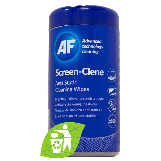 AF Anti Static Screen Cleaning Wipes - Pre-moistened for Computer, laptop, TV, Tablets, Phone etc. Tub x100