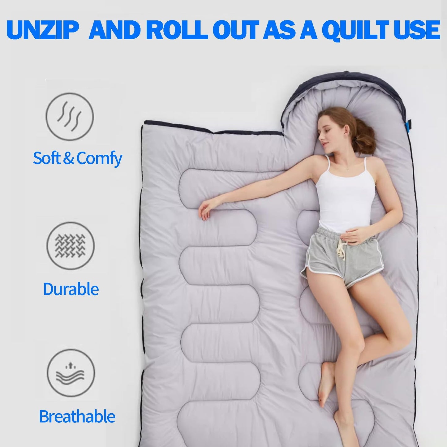 - Sleeping Bags for Adults | 3 Season Backpacking Lightweight Waterproof | Cold Weather Sleeping Bag -