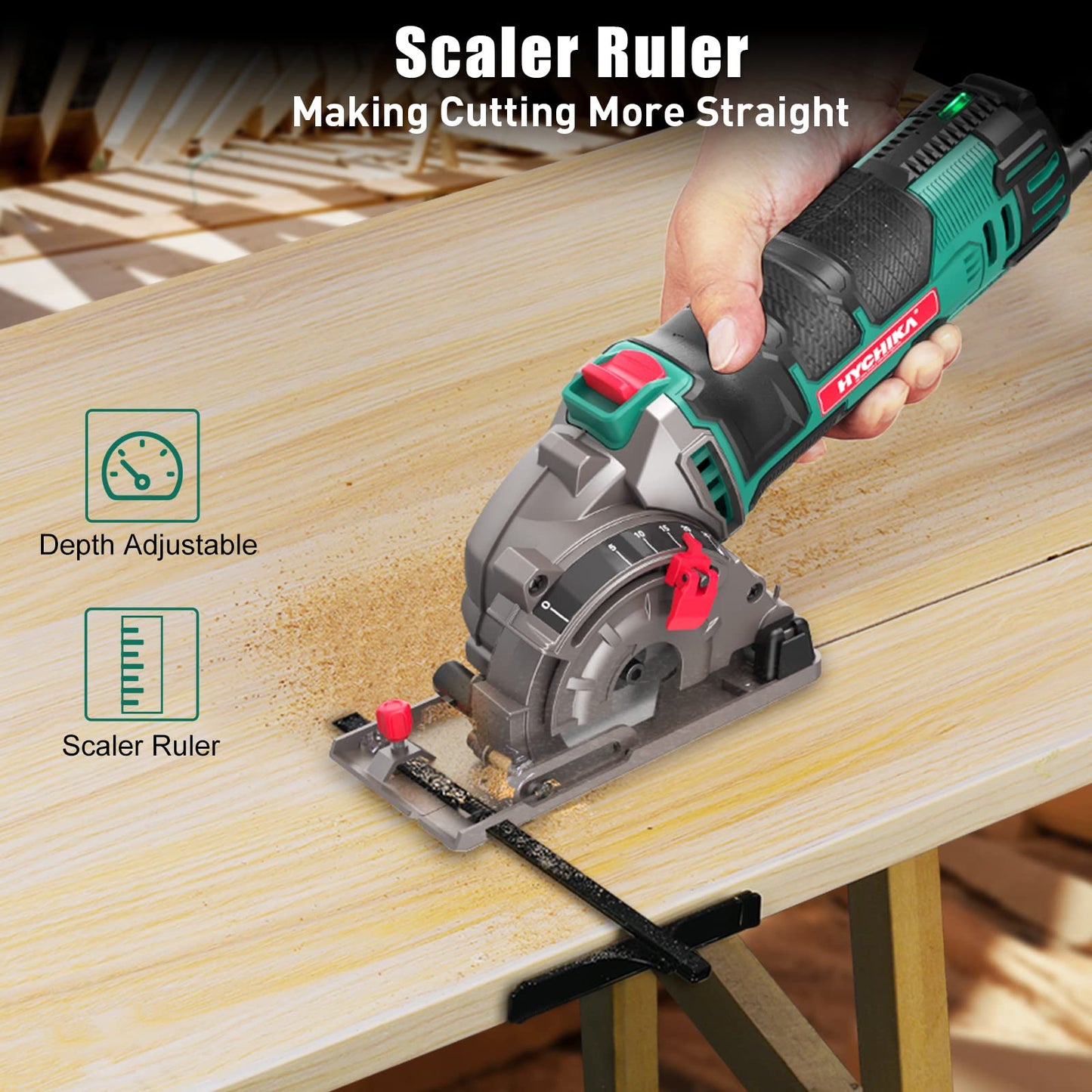 - HYCHIKA Mini Circular Saw | Circular Saw | 3pcs Saw Blades (85mm) | Scale Ruler | 500W Pure Copper Motor | 4500RPM -