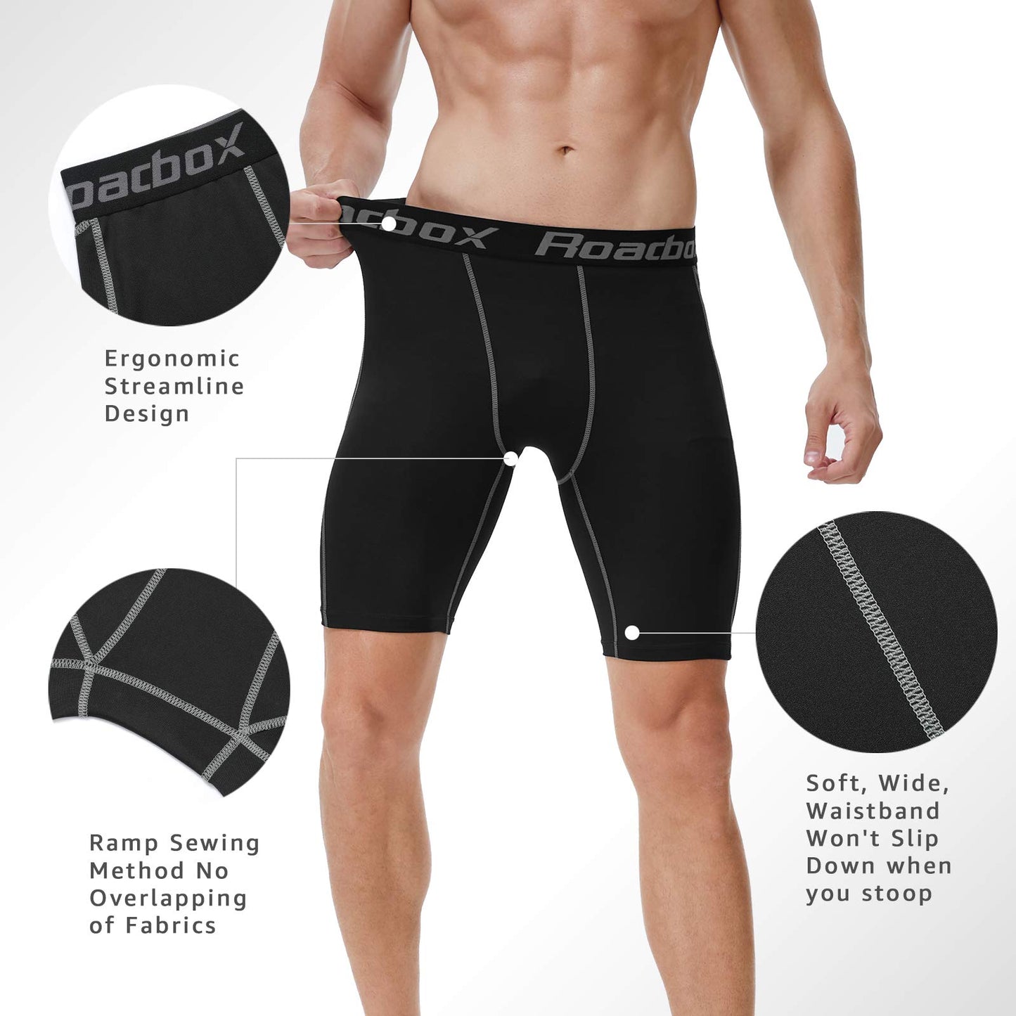 - Roadbox Compression Shorts | 3 Pack |Sports Underwear | Quick-Drying Base Layer Shorts -