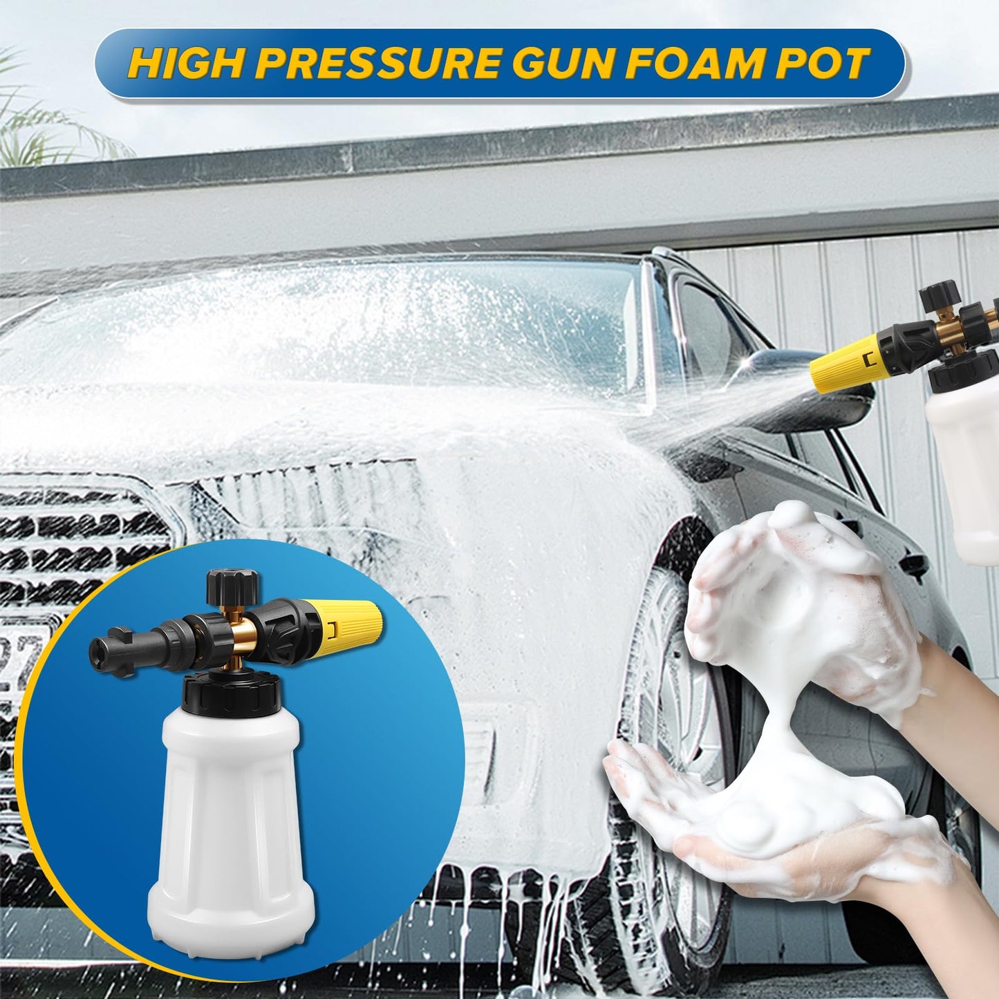 = MaxAwe High Pressure Jet Bottle Snow Foam Lance | 1000ML Cannon Washer -