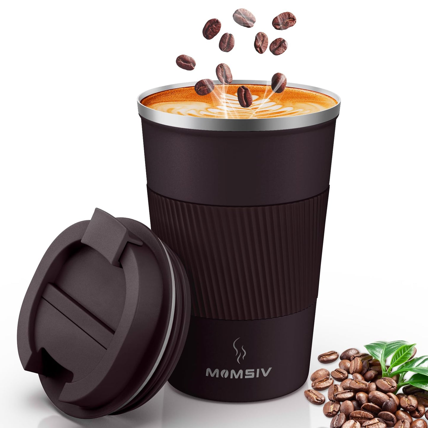 - MOMSIV Travel Mug | Insulated Coffee Cup | Leakproof Lid -