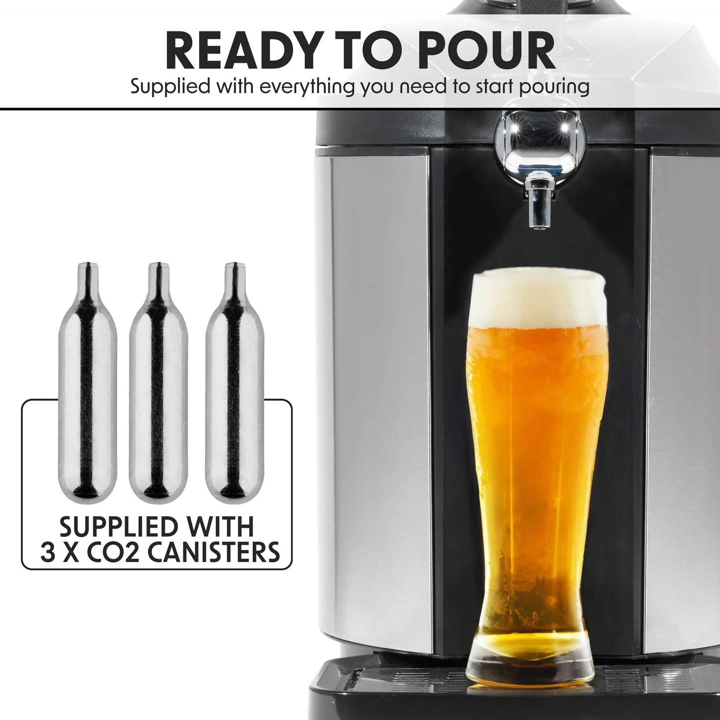 Baridi 5L Beer Draught Dispenser Tap Machine with Integrated Cooling for 5L Kegs - DH49