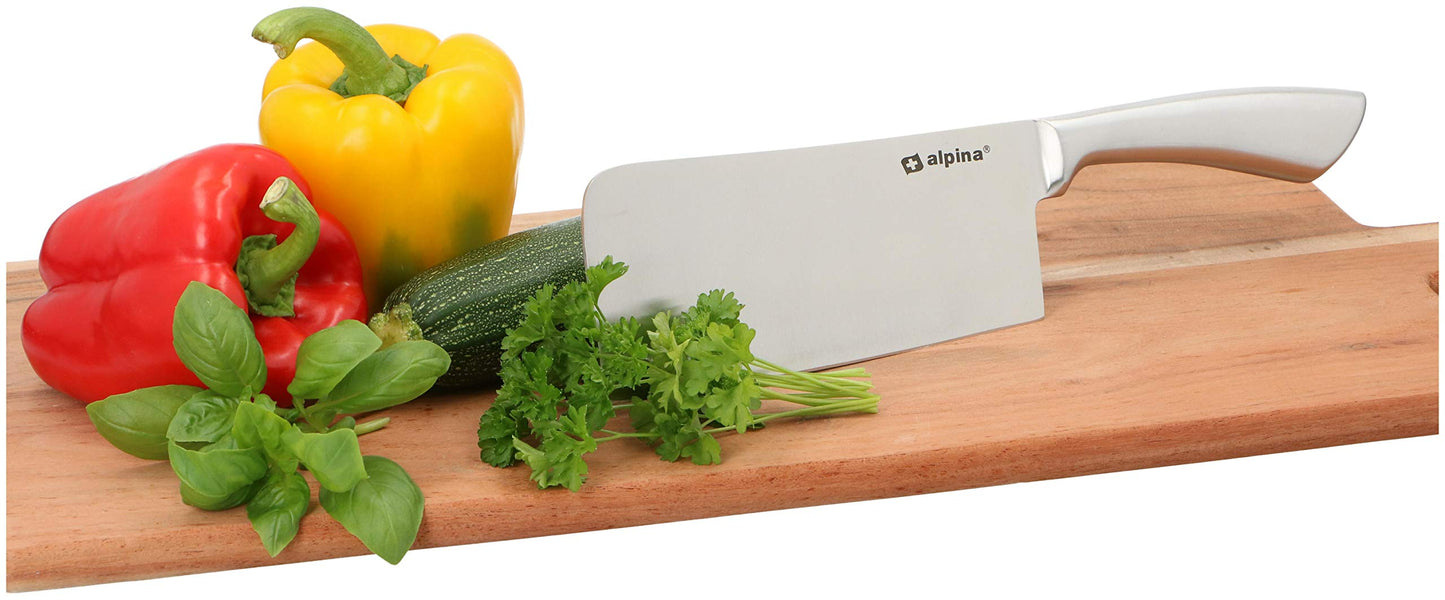 Alpina Cleaver Kitchen Cleaver I Stainless Steel 18cm for Bones Meat Kitchen Knife Cleaver Butcher Cleaver Meat Cleaver, Silver