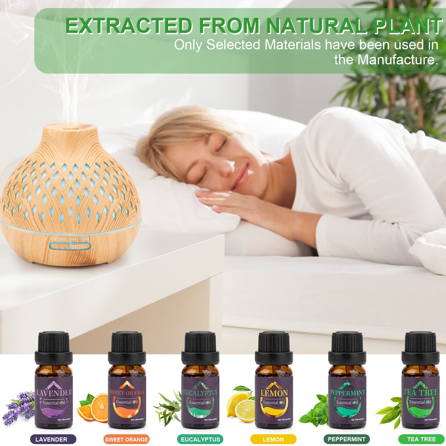 - SPLITSKY 400ML Essential Oil Diffuser | Remote Control Aroma Diffuser | 6 Essential Oils Gift Set -