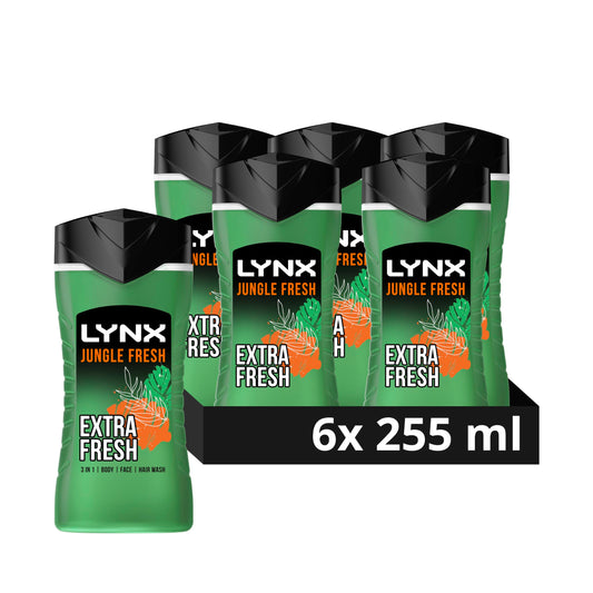 - Lynx Jungle Fresh 3-in-1  | Body Wash hair, face and body cleanser -