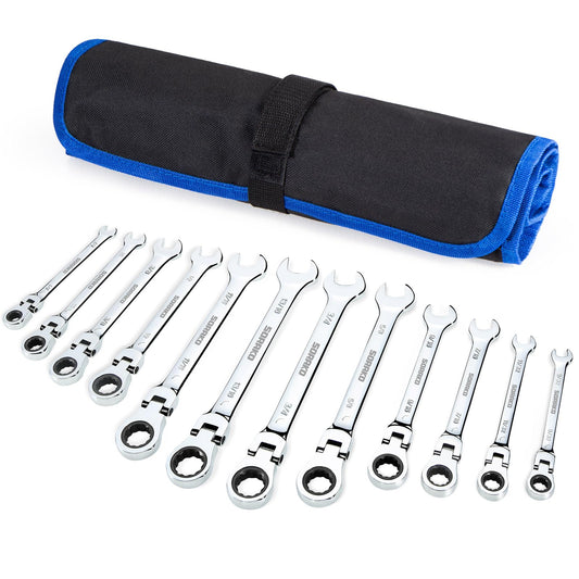 - SORAKO Ratchet Spanner Set 12pcs | Flexible Combination Wrench 8-19 mm -
