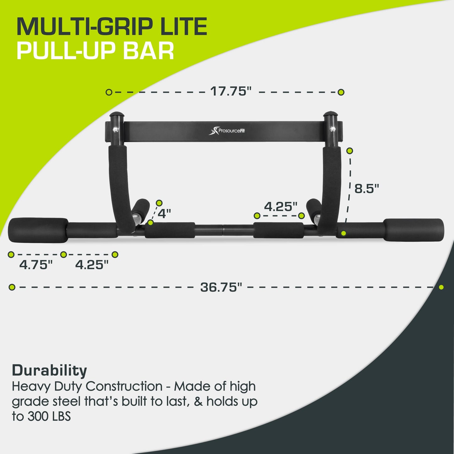 - ProsourceFit Multi-Grip Lite Pull Up/Chin Up Bar | Heavy Duty | For Home Gyms 24”-32” -