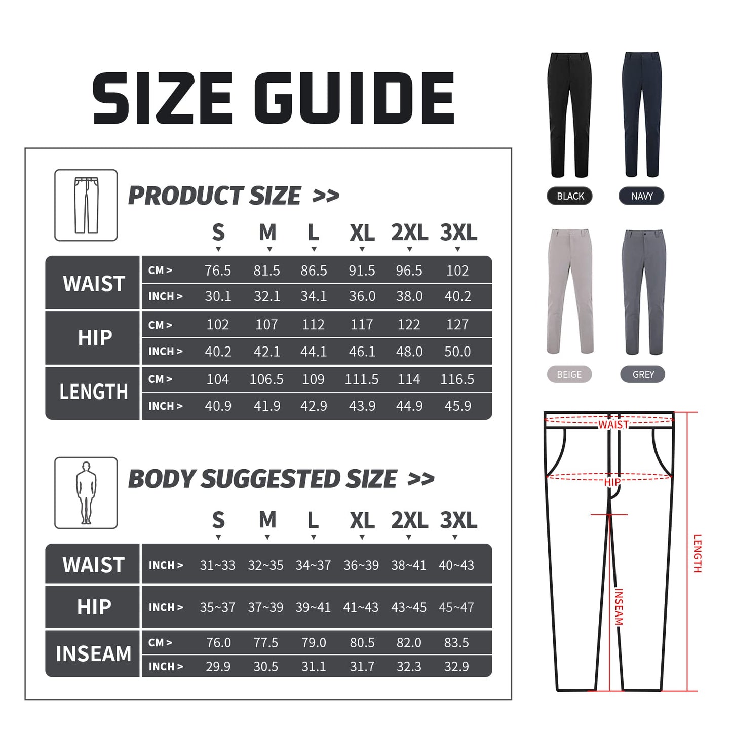 - Mens Golf Waterproof Trousers | Slim Fit | Lightweight | Stretch Tapered -