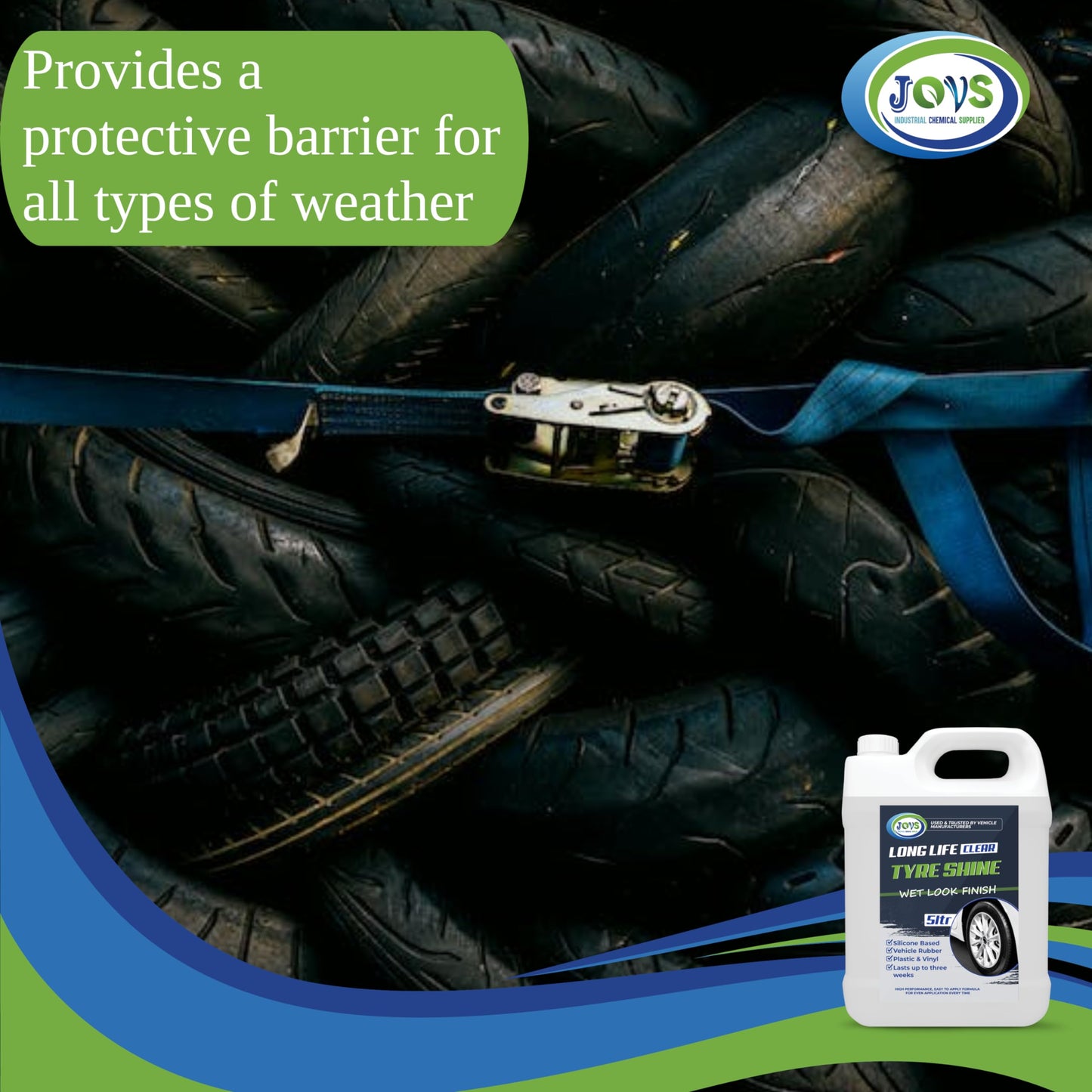- Jovs Tyre Shine Clear | 5 Litre | Premier Wet Look Tire Dressing Gel for Cars -