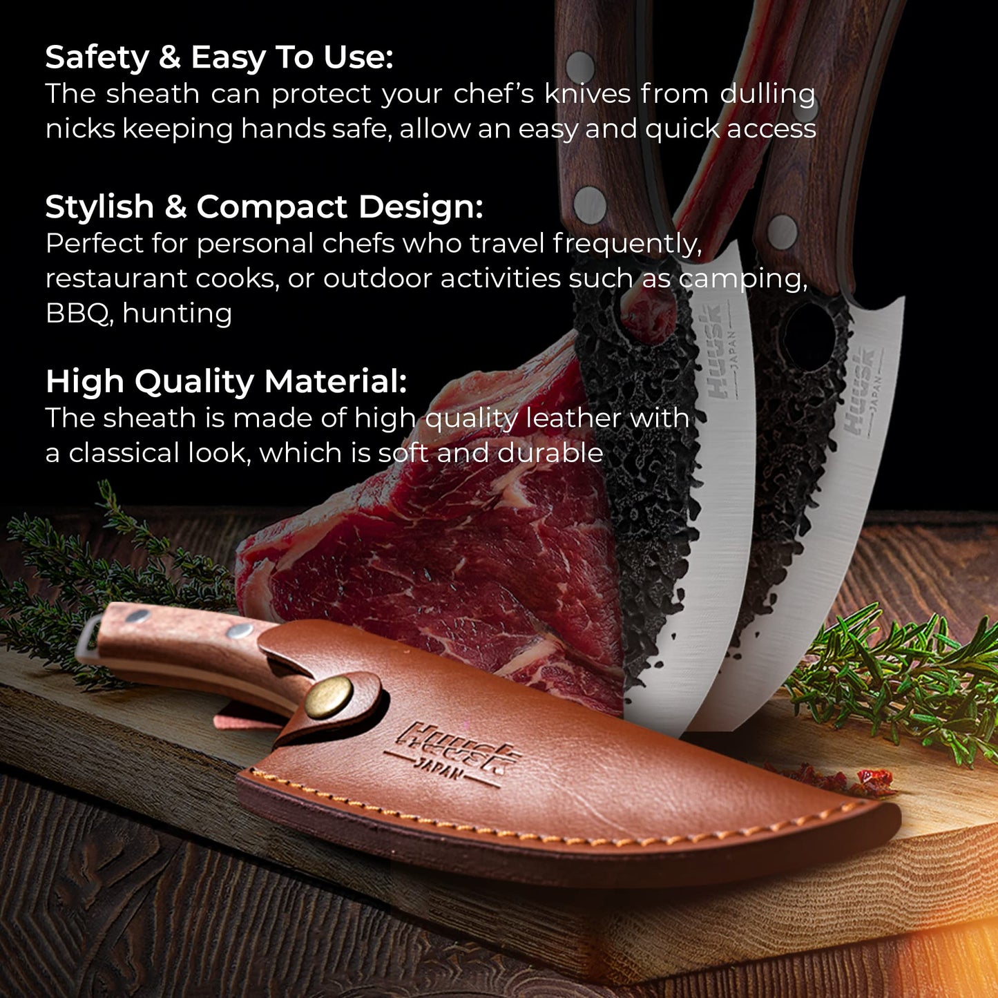 - Huusk | Japanese Kitchen Knife Set With Premium Leather Sheath | Designed For Balance And Control -