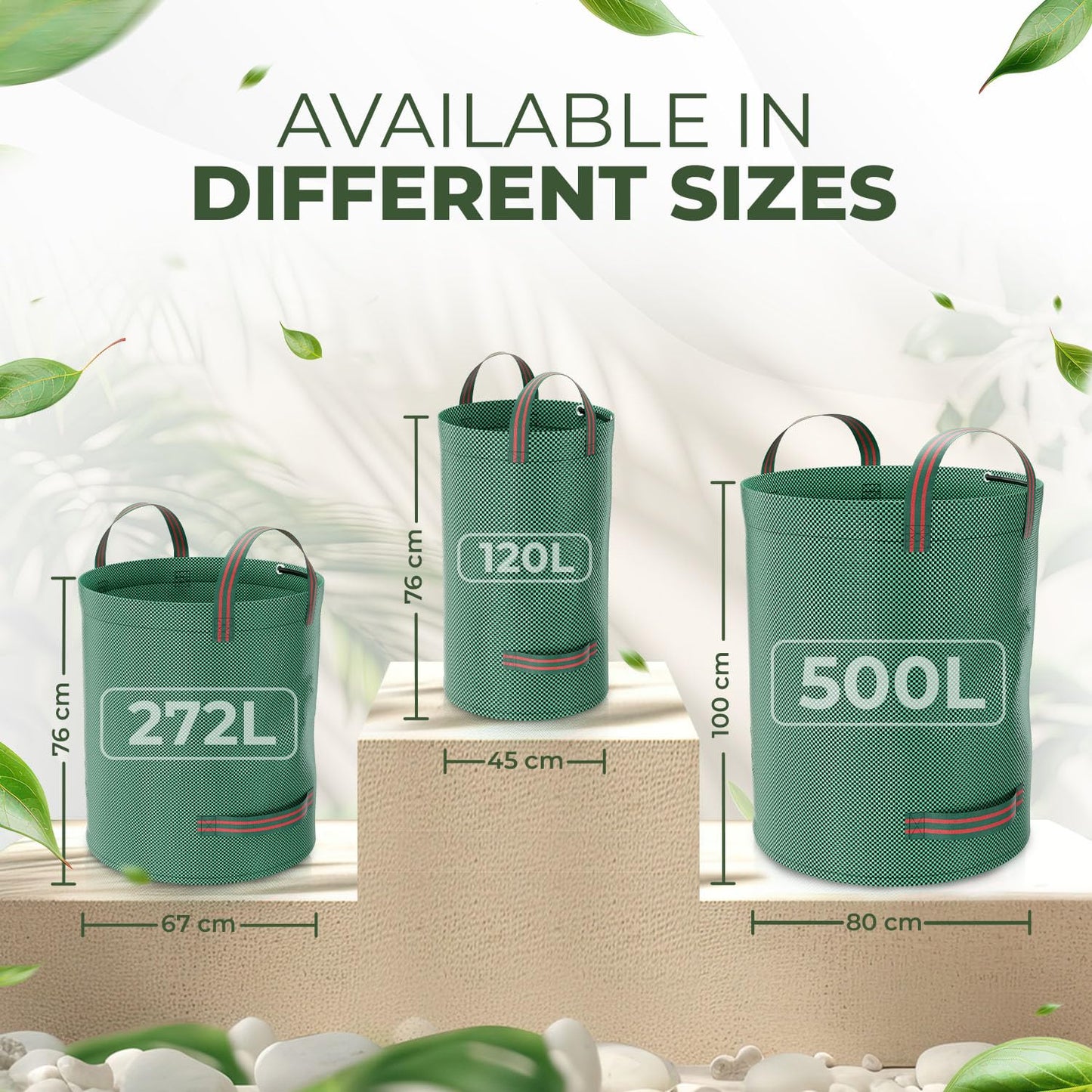 - DIKOTS Garden waste bags heavy duty | 272L Pack of 2 reusable garden bags -