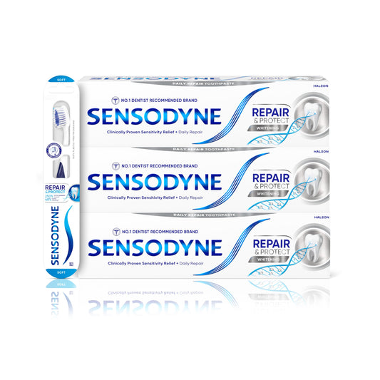- Sensodyne Repair and Protect | Whitening Toothpaste | Toothbrush Multipack -