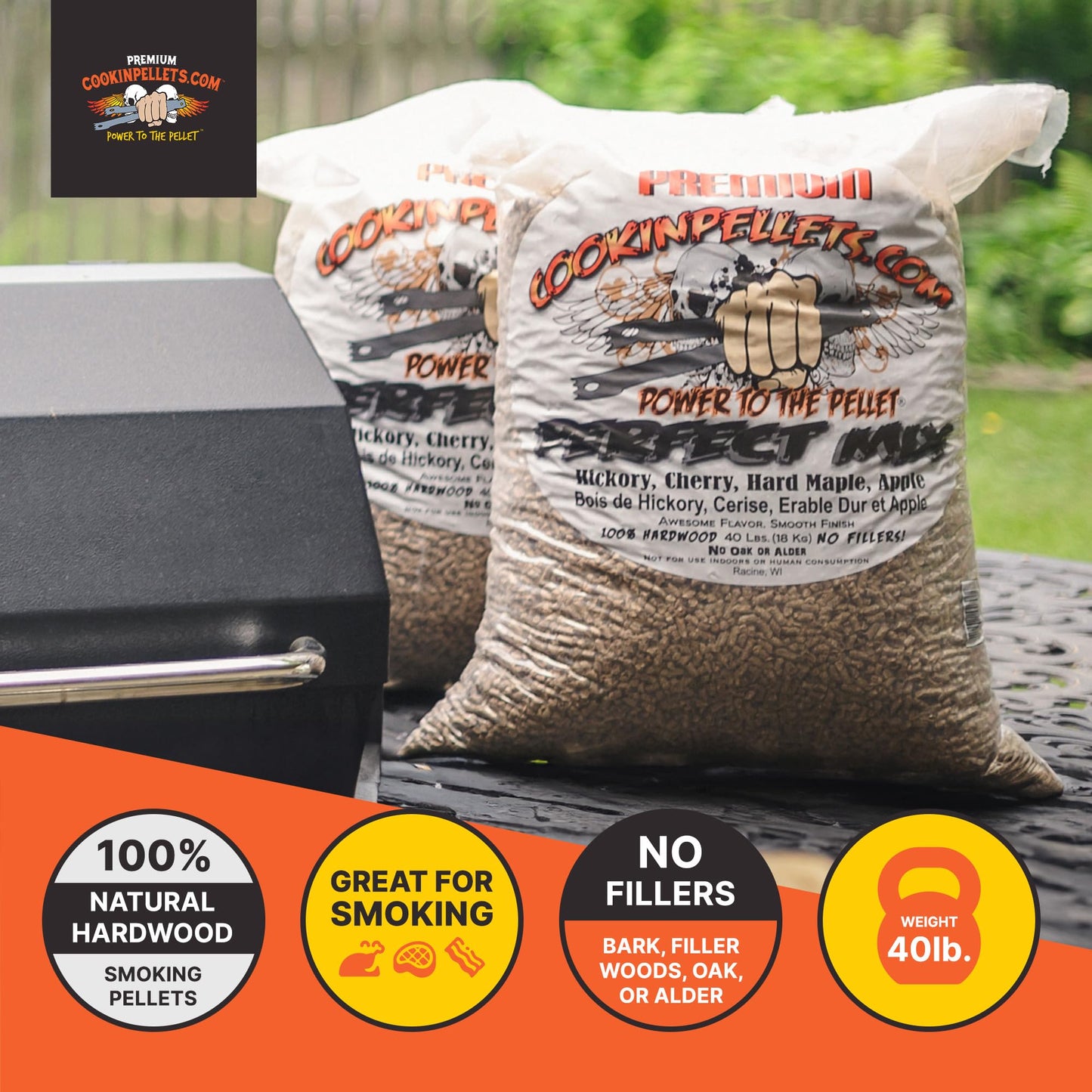 Cookinpellets 18kg Premium Perfect Mix BBQ Smoker Pellets - CPPM18kg