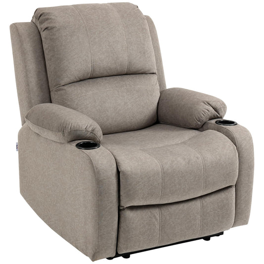 - HOMCOM Microfibre Recliner Armchair | Adjustable Leg Rest | Cup Holder -
