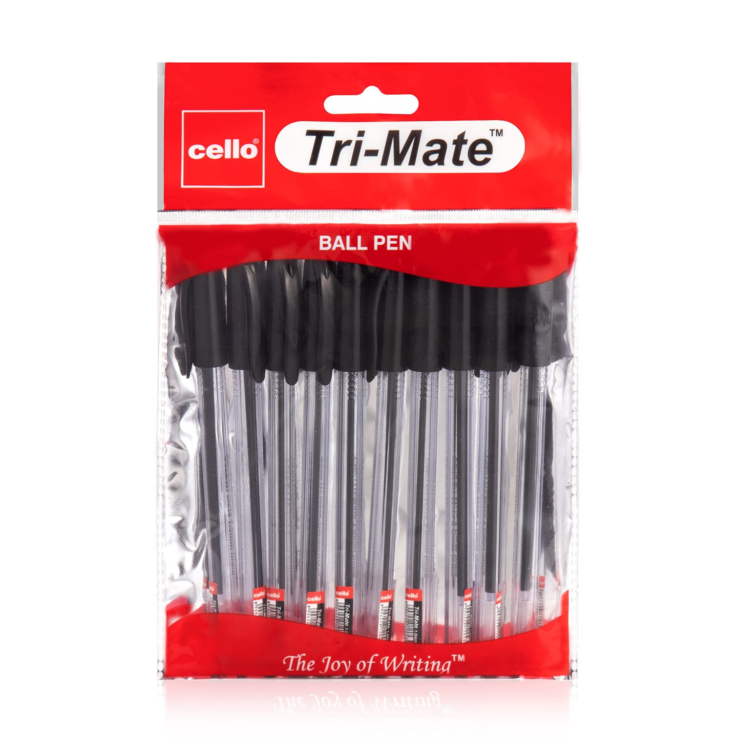 Cello Black Ballpoint Pens, Tri-Mate Medium Point Biros Multipack Pens | 1.0mm Ball Point Black Ink Pens for Writing | Ballpoint Pens Ideal for Stationery Supplies and School Supplies Pack of 10