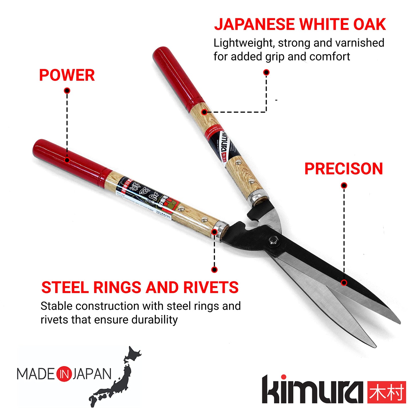 - Kimura® Samurai Garden Shears | Premium Hedge Shears With Lightweight Japanese Oak Handles -