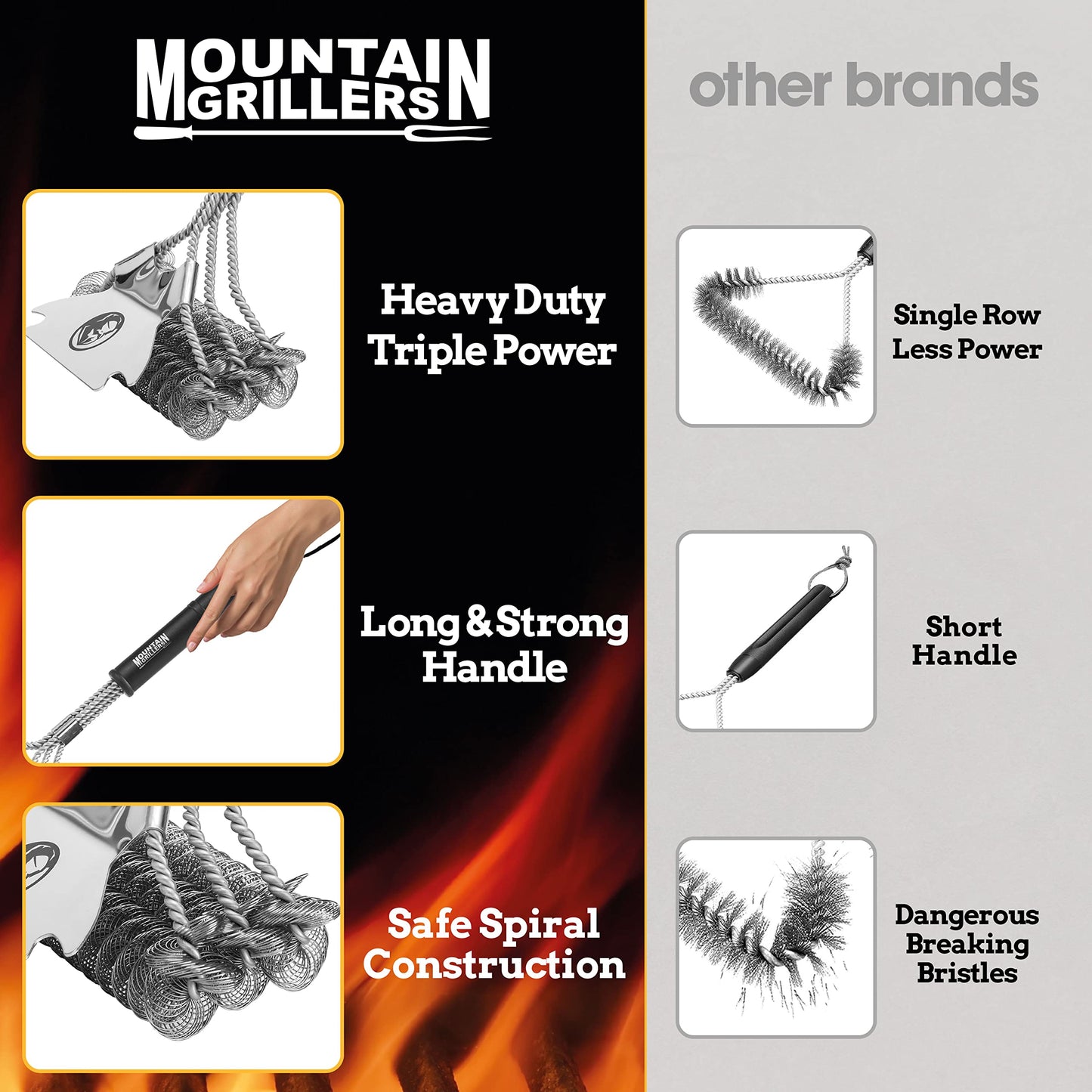 - Mountain Grillers | Bristle Free Grill Brush with Sharp Scraper -