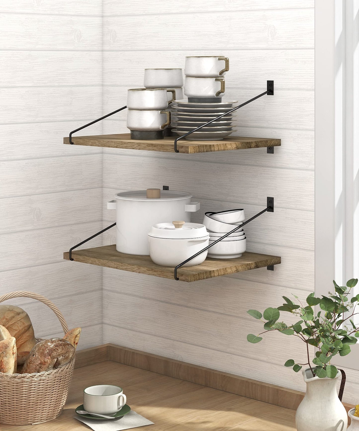 - Petrala Floating Shelves | Set of 2 Hanging Rustic Shelves -