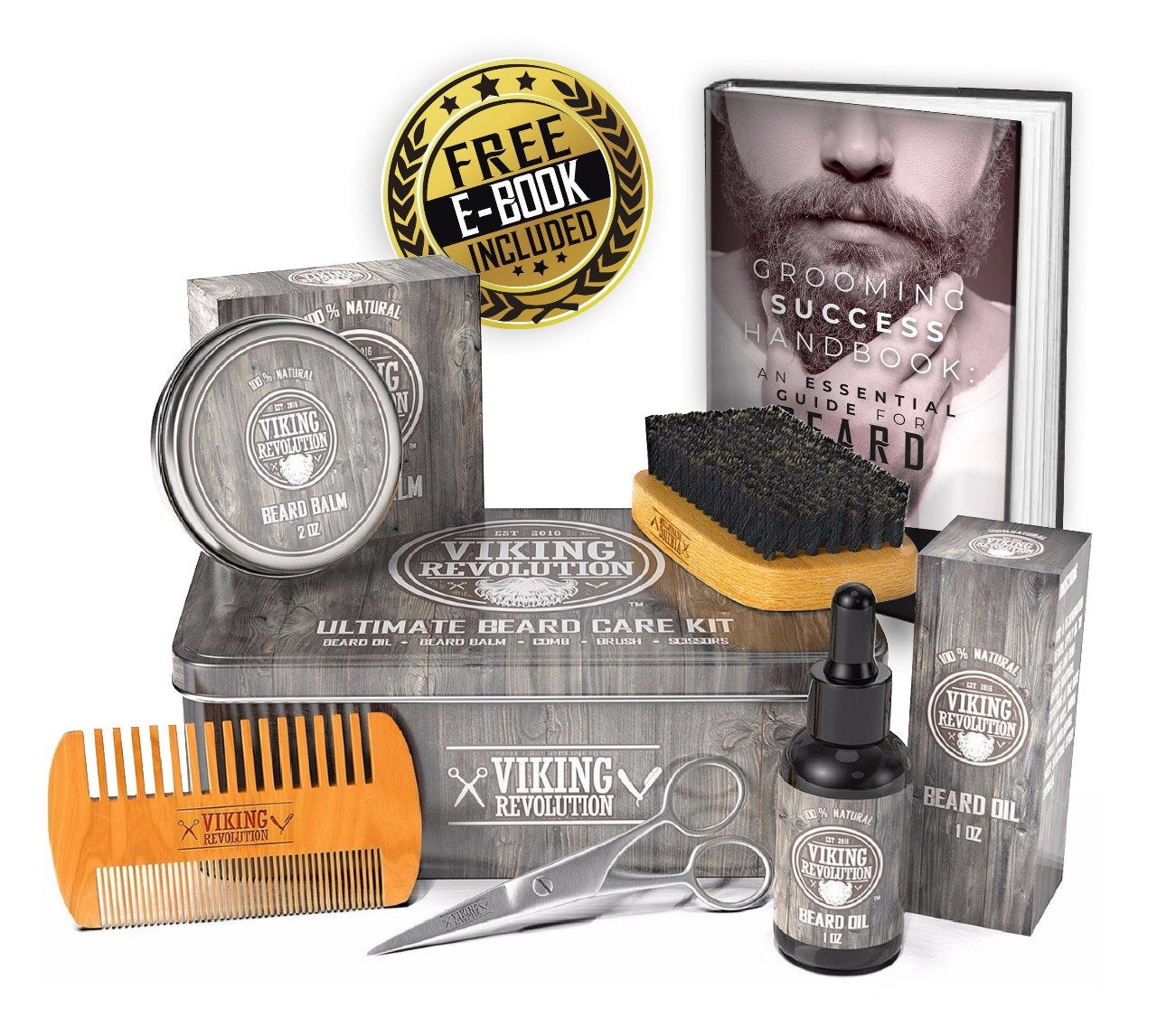 - Viking Revolution - Beard Grooming Kit for Men - Ultimate Beard Kit with 100% Boar Beard Brush -