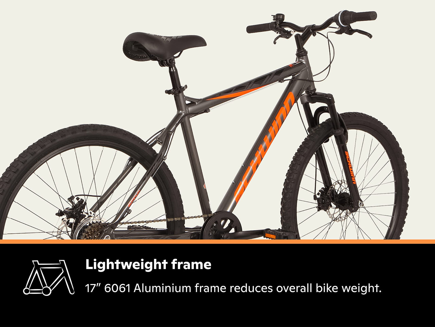- Schwinn Surge Adult Mountain Bike | 26-Inch Wheels | 17-Inch Alloy Frame | 7 Speed, Disc Brakes, Grey -