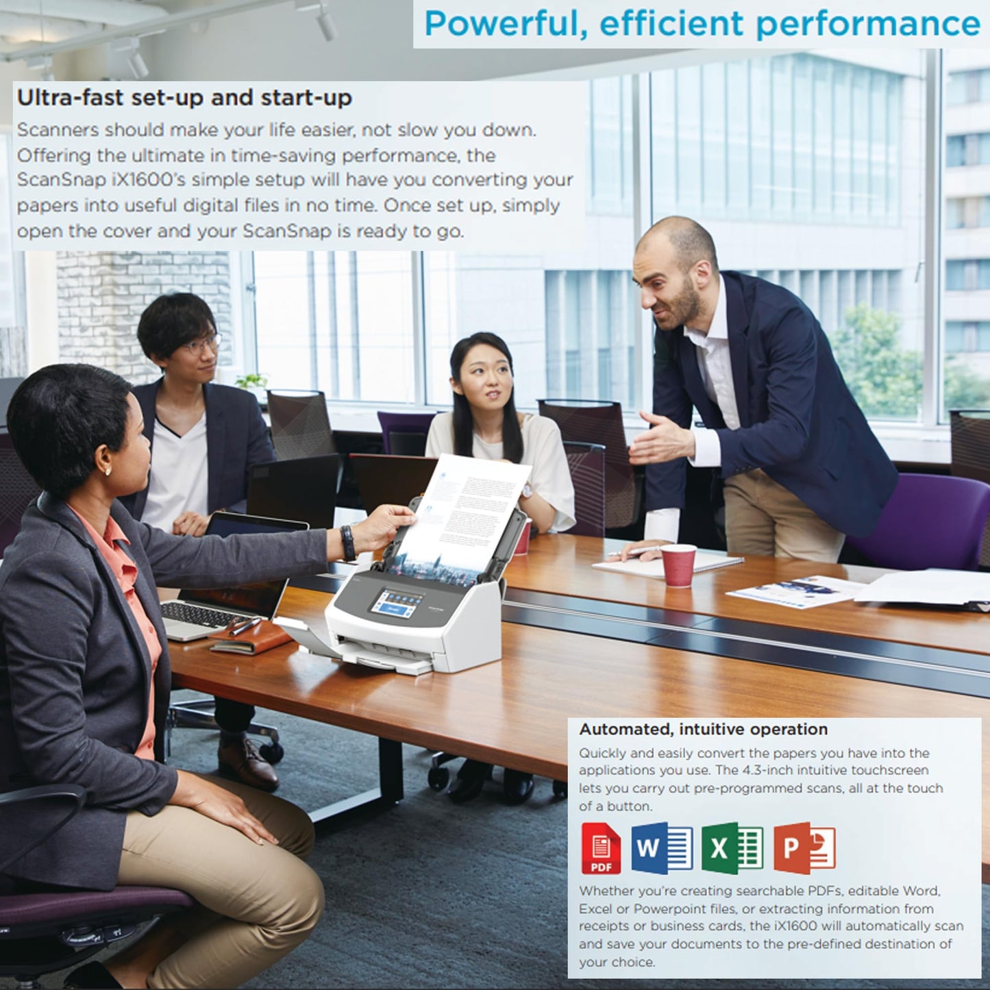 - ScanSnap iX1600 White Document Scanner | Desktop | Double Sided with WiFi | Touchscreen -