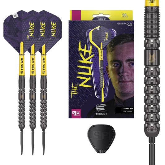 - TARGET Darts | Luke Littler G1 24G 90% Tungsten Swiss Point Steel Tip Darts Set |  Player Edition The Nuke Dart Set | Pro Grip Shafts -