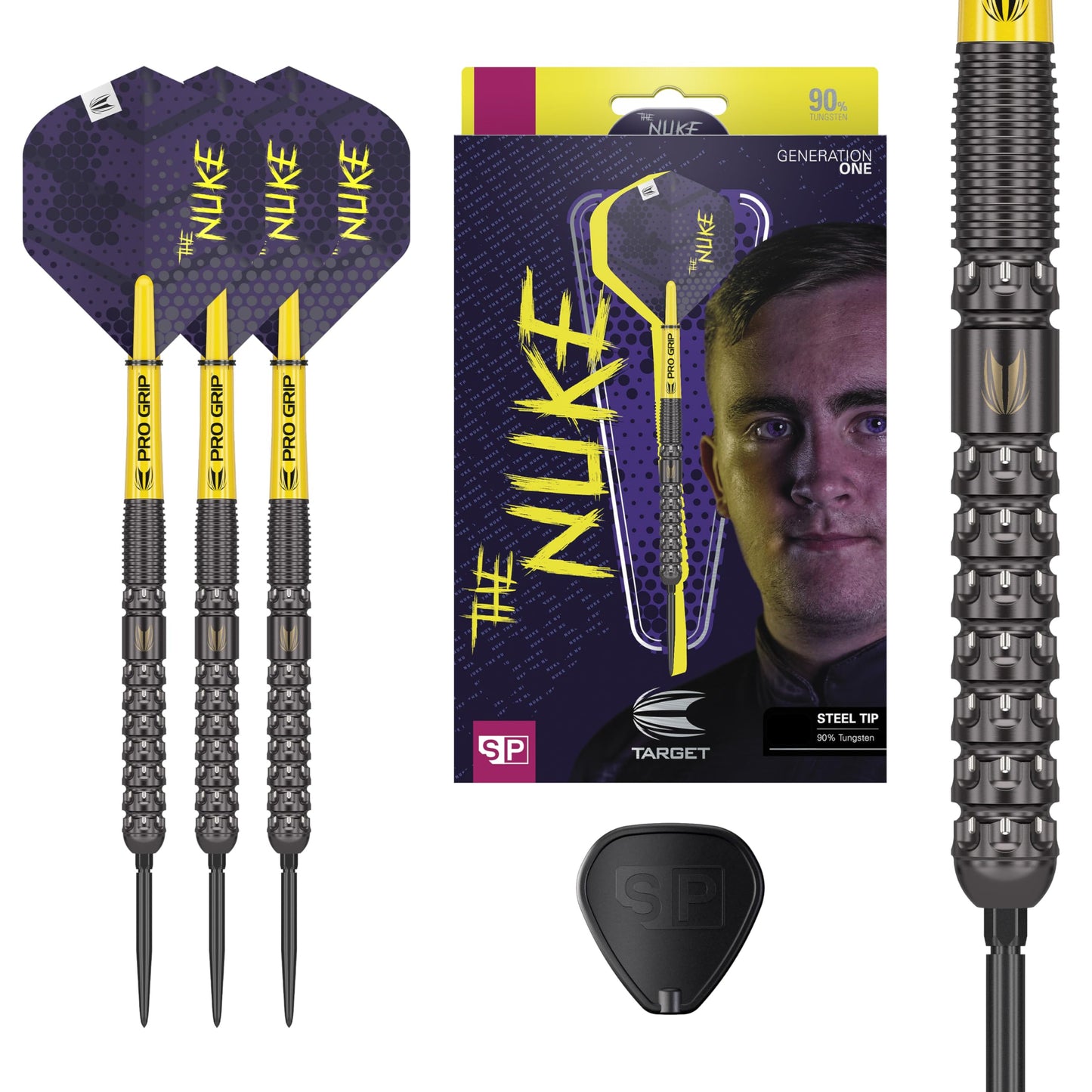 - TARGET Darts | Luke Littler G1 24G 90% Tungsten Swiss Point Steel Tip Darts Set |  Player Edition The Nuke Dart Set | Pro Grip Shafts -