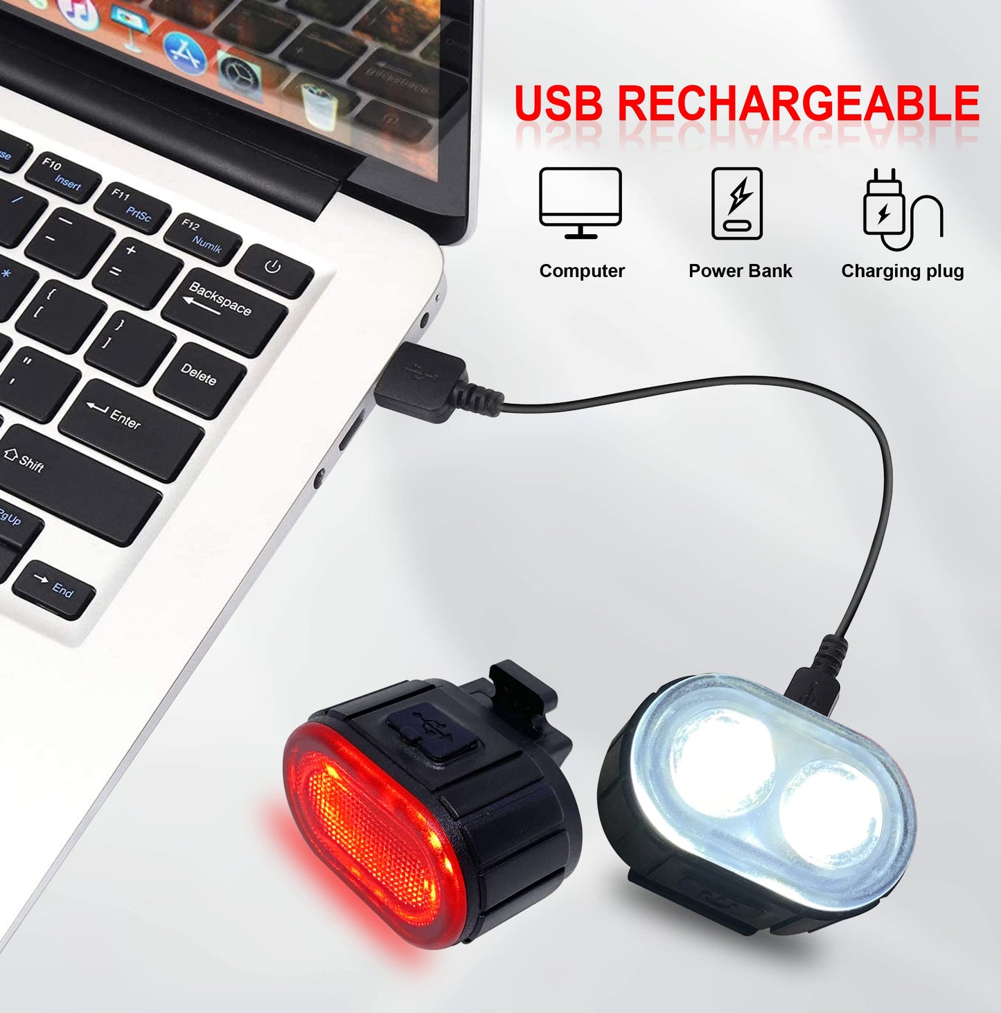 - Orient McCann USB Rechargeable Bike Light Set | Ultra Bright LED Bicycle Lights | Headlight and Taillight Set -