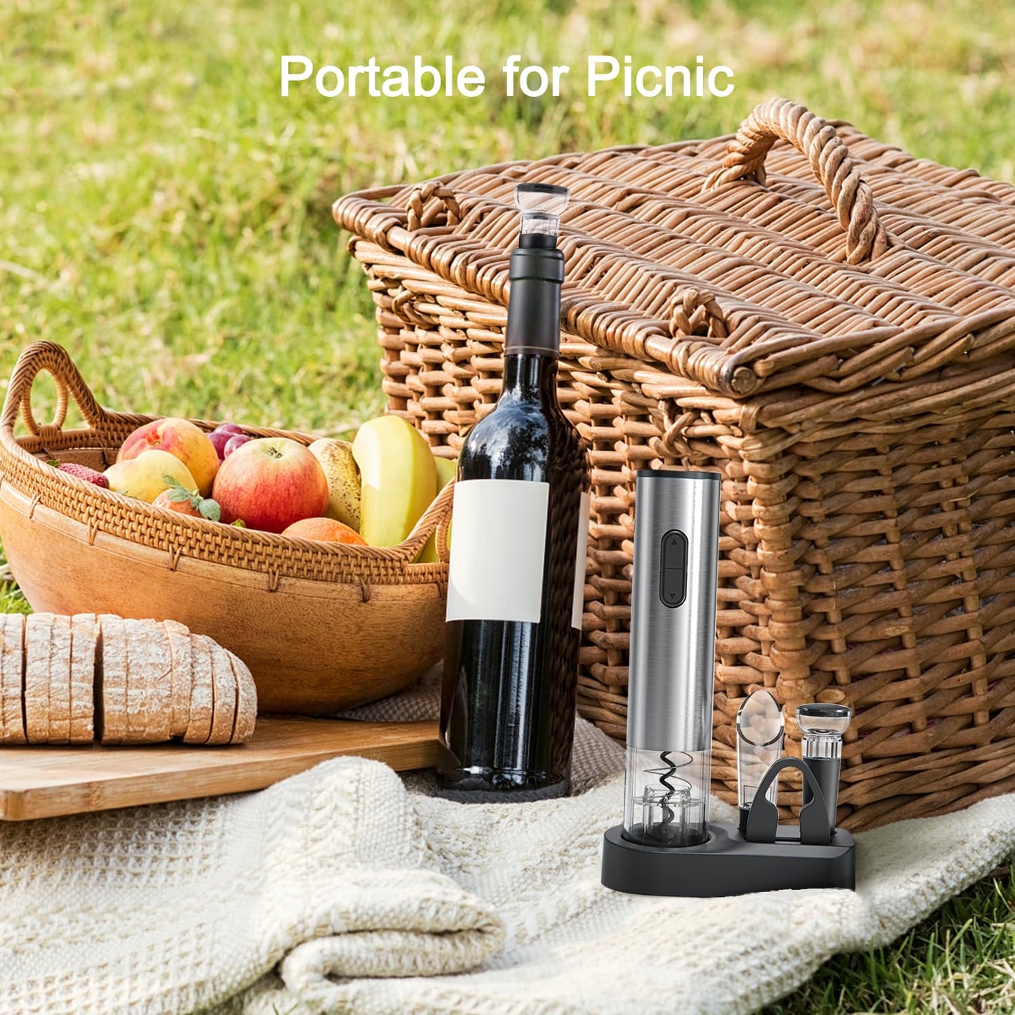 - ELMWAY Electric Wine Opener Set |Wine Bottle Corkscrew Opener with Foil Cutter -