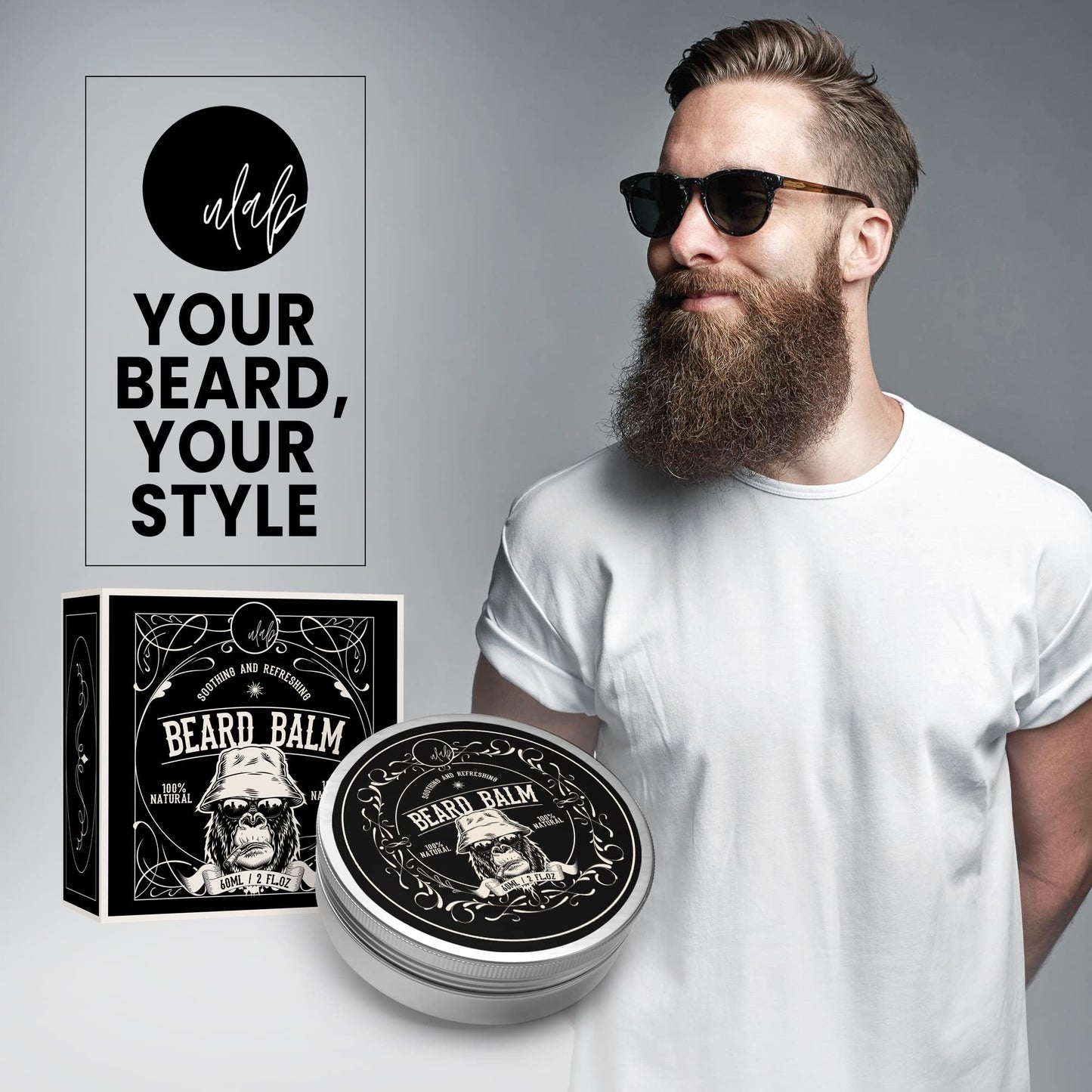 - uLab Gorilla Beard Balm for Men, with Mango and Jojoba, 60ml -