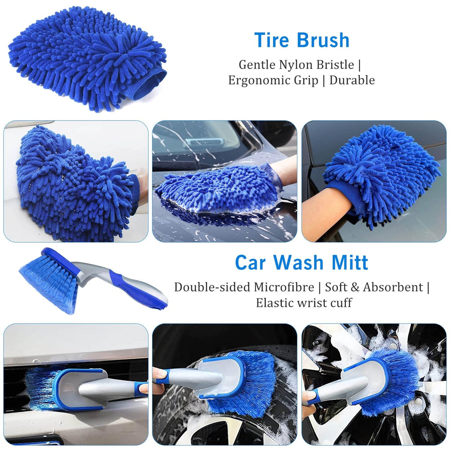 - Zero to Auto® Ultimate 22 Pieces Car Cleaning Kit with Collapsible Bucket and Bag for Interior/Exterior Detailing/Washing including Brush Microfibre Towel Mitt For Wheels Leather Dashboard
