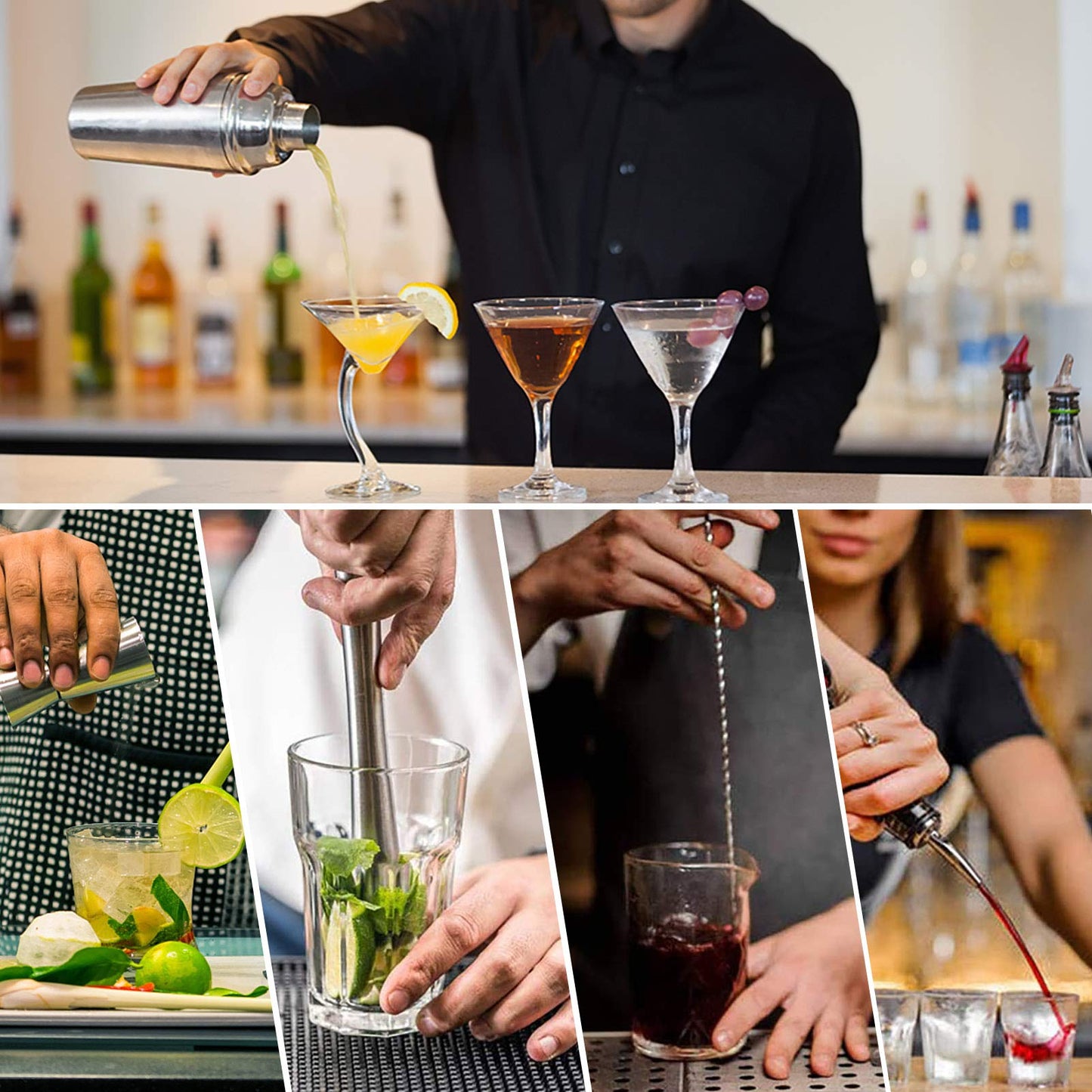 - LIVEHITOP Cocktail Shaker Set | 12 Pieces Cocktail Making Set With 750 ML Cocktail Shaker -