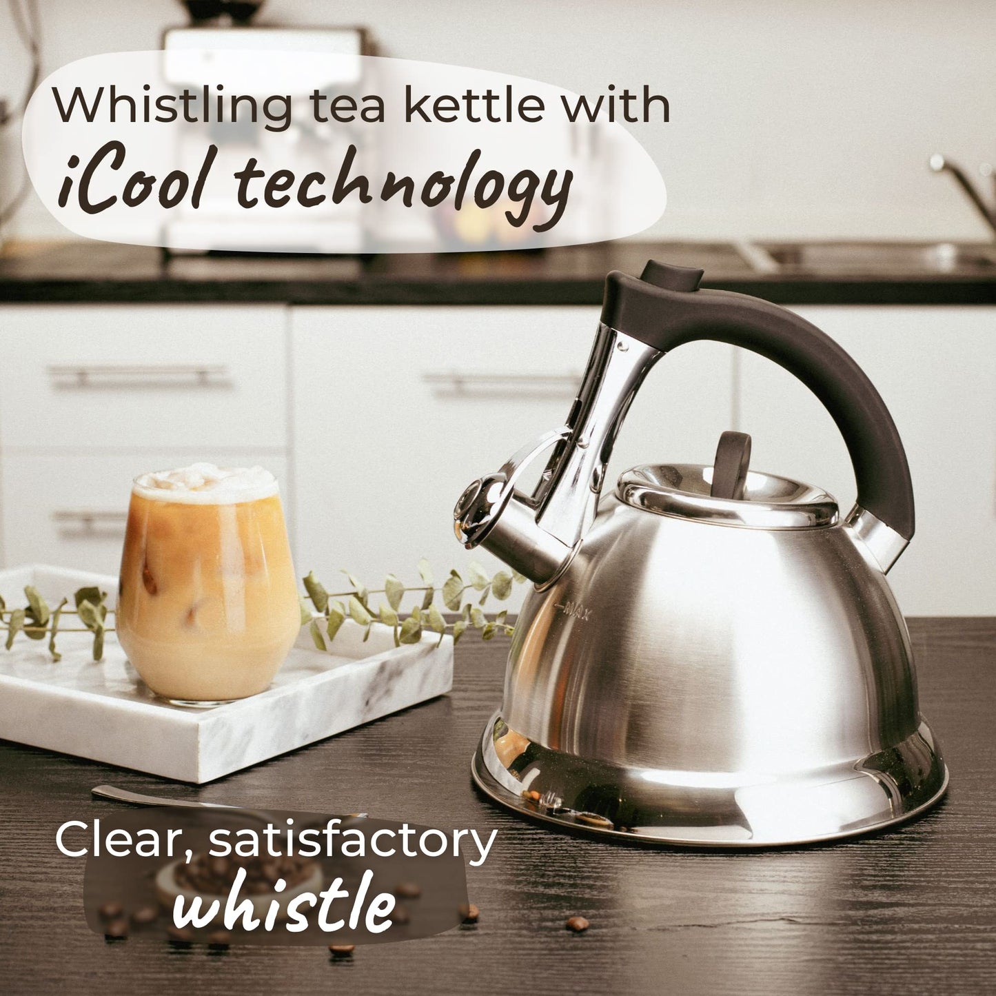 - Pykal Whistling Tea Kettle for Stove Top | 2.8l | Stainless Steel iCool Handle Tea Pot -