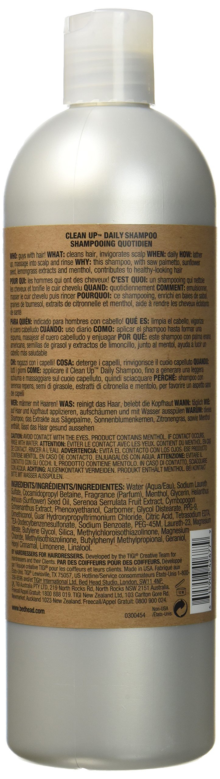 Bed Head for Men by TIGI - Clean Up Mens Daily Shampoo - For Normal Hair - 750 ml