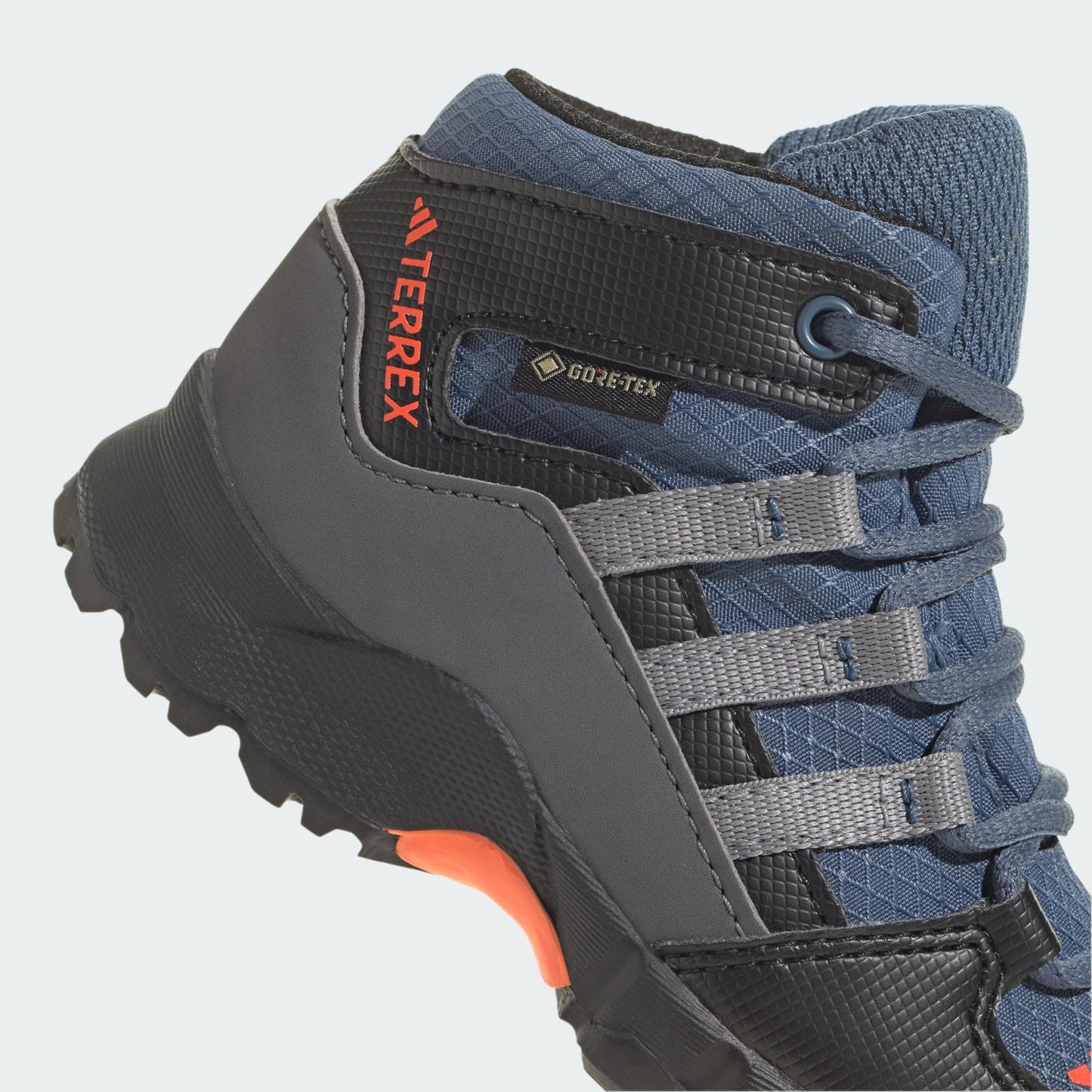 adidas Unisex Baby Terrex Mid Gore-TEX Hiking Sneaker, Wonder Steel/Grey Three/Impact Orange, 2 UK Child