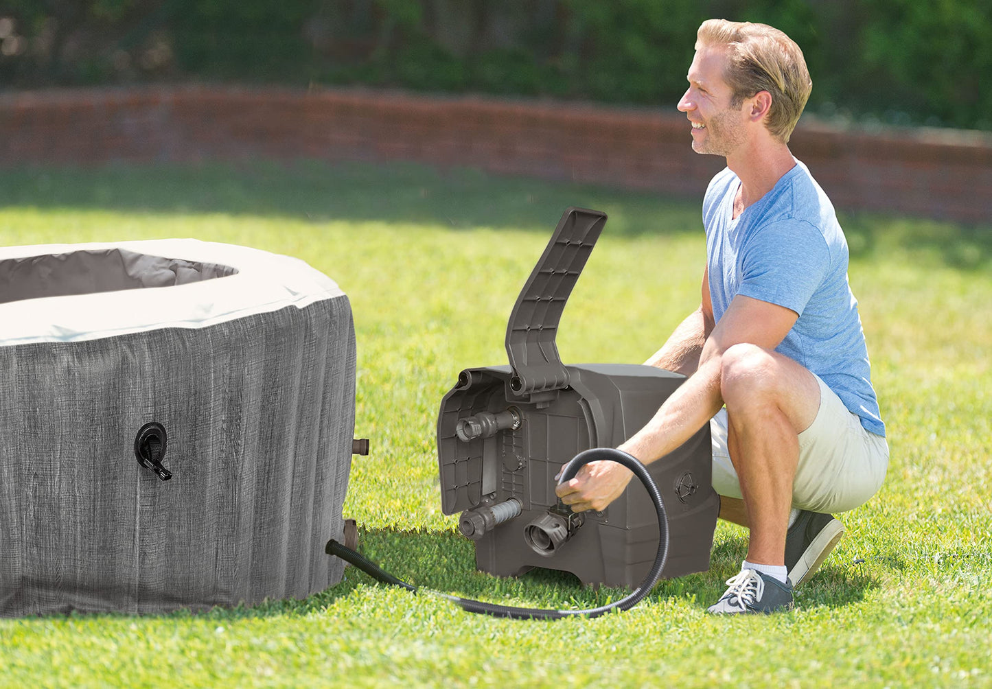 - Intex 85IN X 28IN Purespa Greywood Deluxe Set | Inflated size: 216cm x 71cm (28442BS) -