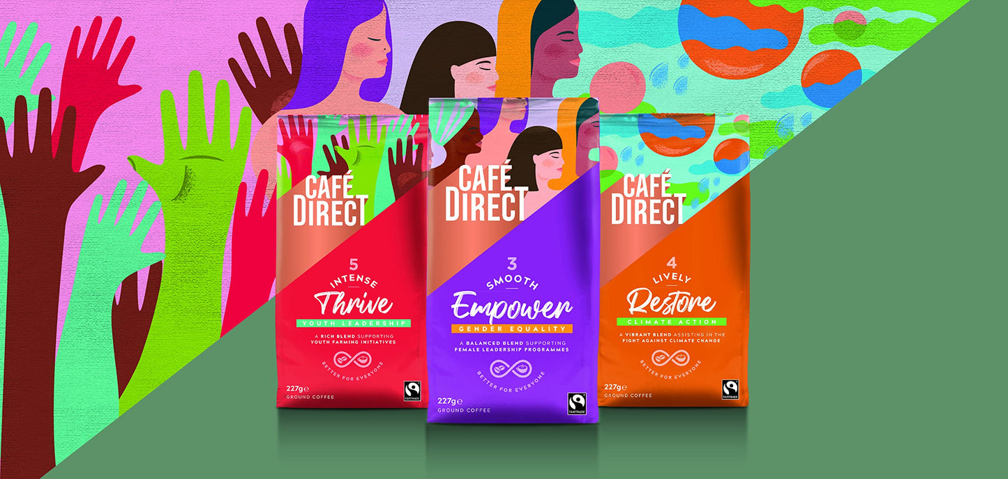 Cafédirect Thrive Intense Roast Fairtrade Ground Coffee 227 g (Pack of 6)