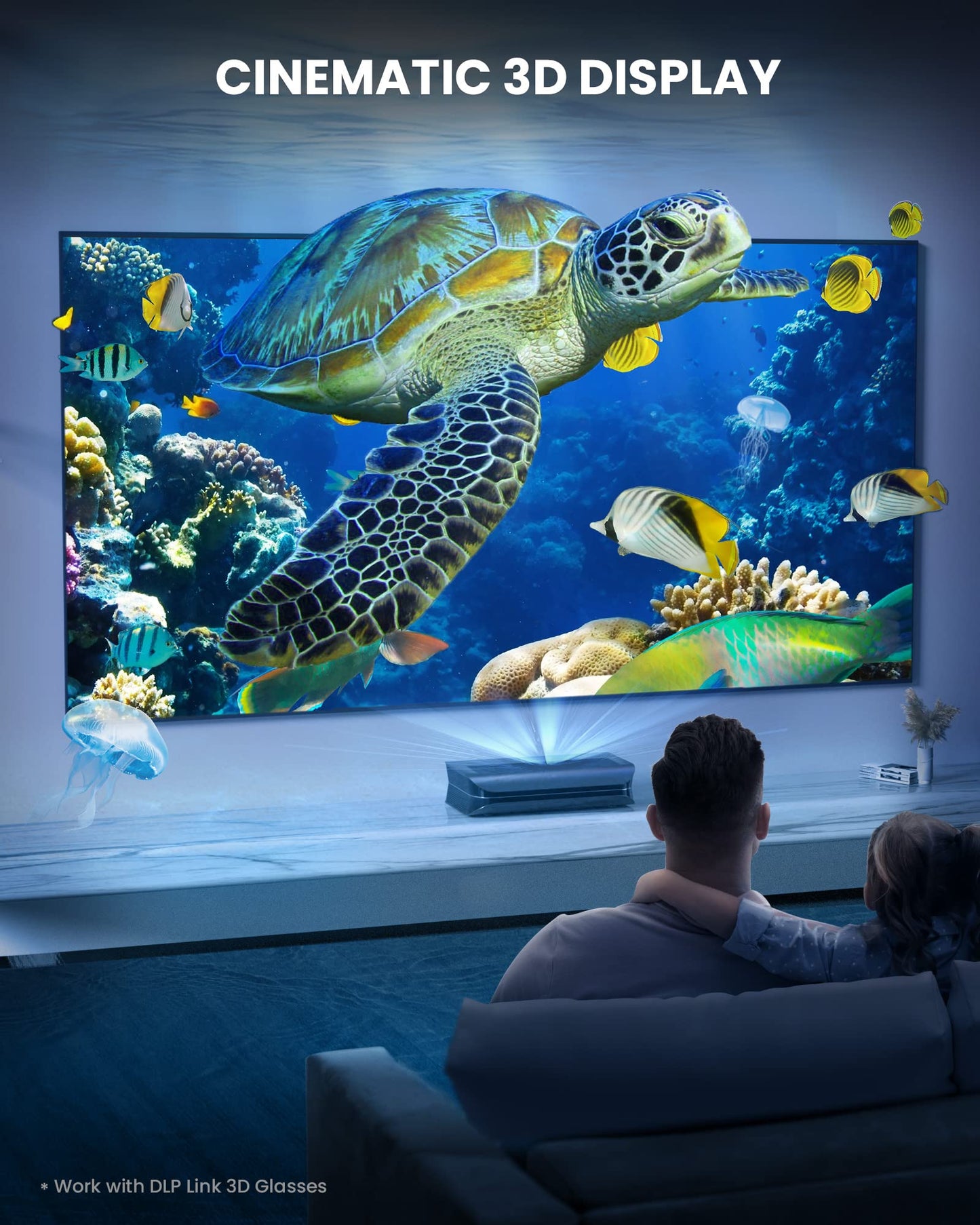 AWOL VISION LTV-3500 Pro 150" 4K Laser TV, 3500 Peak Lumens, Ultra Short Throw Projector 4K Laser HDR10+, with Dolby Vision& Atmos 3D Home Cinema UST Projector (Fire TV Stick 4K Max Included)