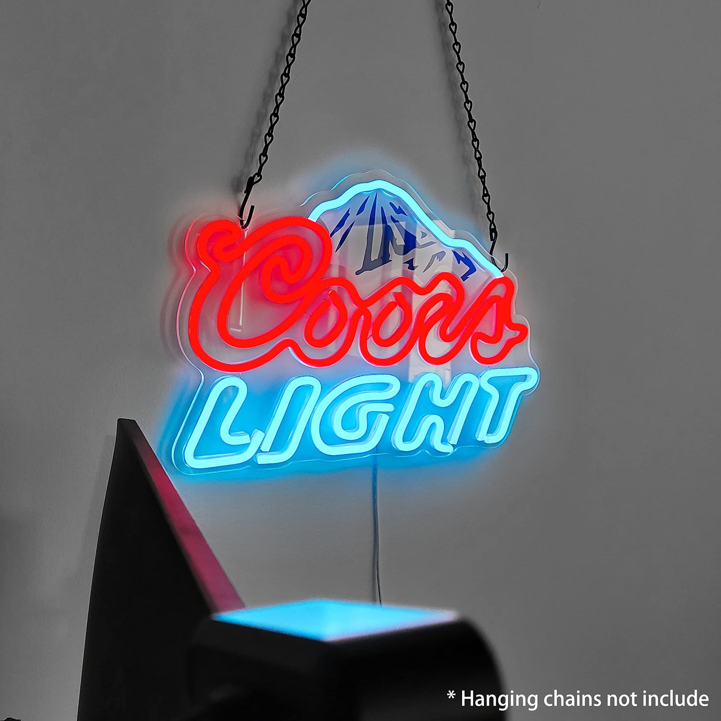 Beer Neon Sign LED Neon Beer Bar Signs for Man Cave Decor Beer Logo Sign with Mountain Pattern Printing Chill Mountain Home Bar Sign (Beer Logo)